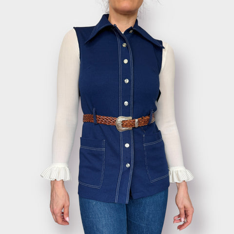 70s navy Tunic Vest Top Size S