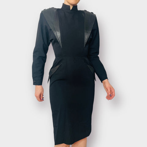 80s Giorgenti Wool and Leather Dress