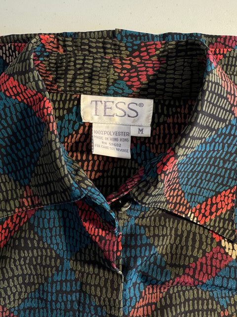 90s Tess Diamond Pattern Blouse Size M