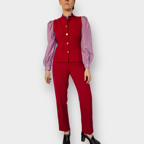 90s Harolds Red Trouser and Shell Vest Set Size S