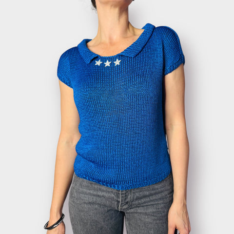 90s Blue Star Sweater Top Size M
