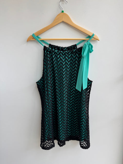 90s Wrapper Teal Black Lace Tank Size XL