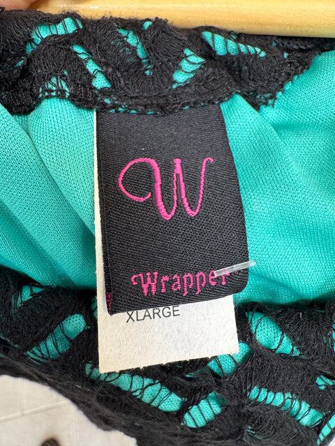 90s Wrapper Teal Black Lace Tank Size XL