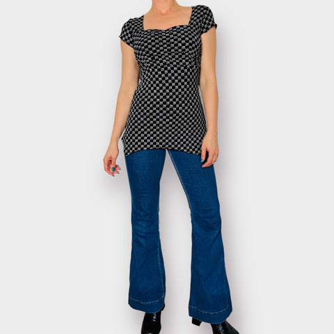 90s Dressbarn Black Silver Sparkle Top size M