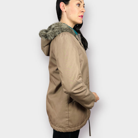 70s Smug Light Brown Coat with Hood Size M