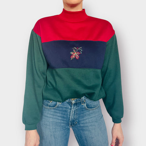 90s Bold Spirit Color Block Holiday Sweatshirt Size S