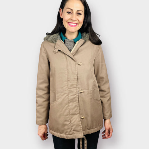 70s Smug Light Brown Coat with Hood Size M