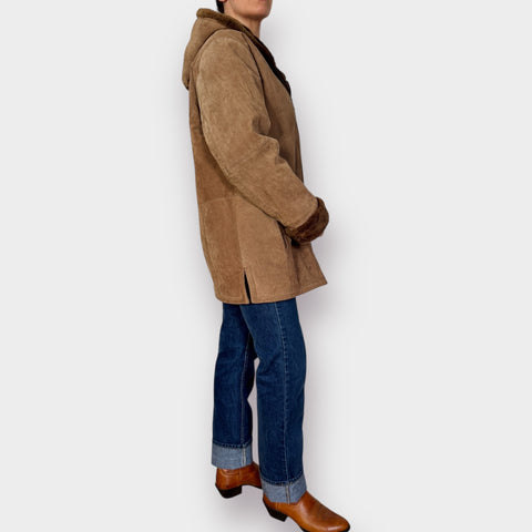 St. John's Bay Suede Faux Fur lined Coat Size L