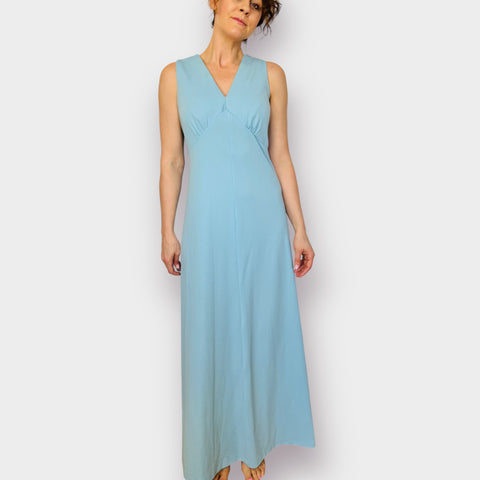 70s Montgomery Ward Blue Maxi Dress Size XL