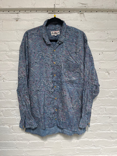 90s The Heartland Blue Floral Top Size M