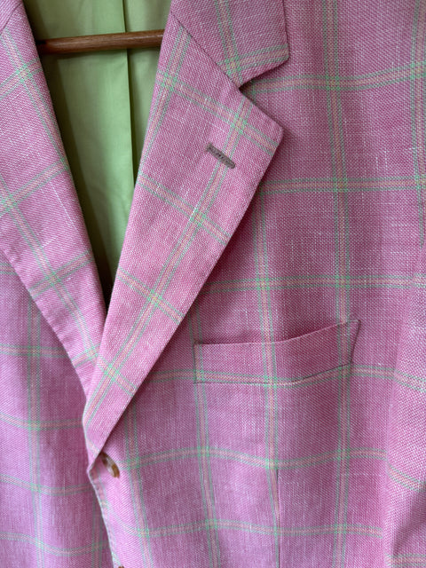 Peter Millar Pink Lime Plaid Blazer Size 44R
