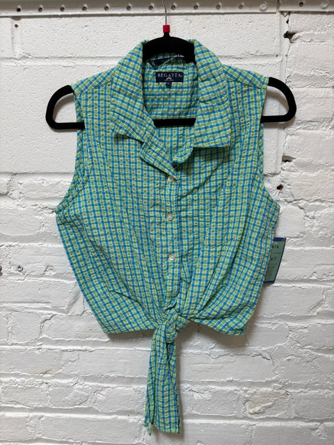 Y2K Regatta Teal Green Tie Crop Size L