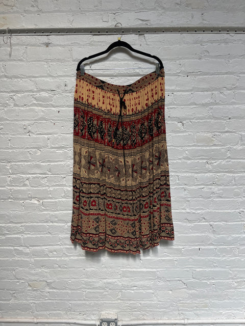 90s Sag Harbor Tan Red Black Skirt size L