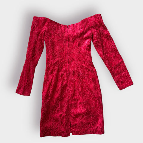 90s Paris Sports Club Red Lace Dress