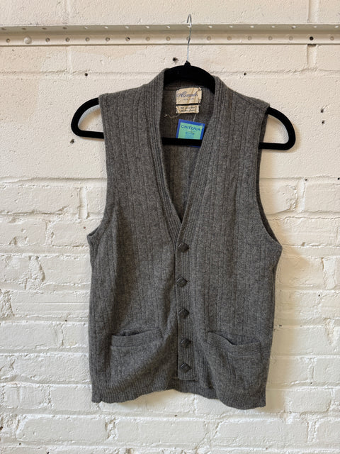60s Alexander's Gray Button Front Vest Size S