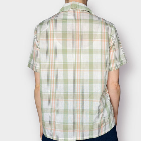 Alfred Dunner green and peach plaid shirt