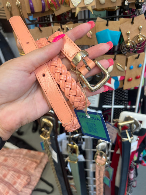 Talbots Peach Leather Belt Size M