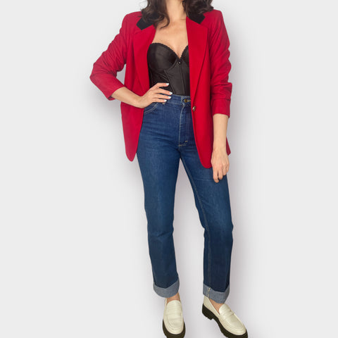 90s Sag Harbor Wool Blazer with Black Collar Size M