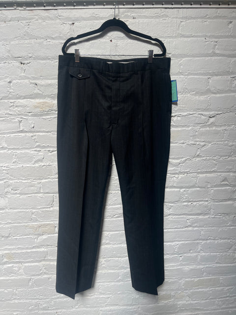 90s Black Pin Stripe Wool Trousers Size 35