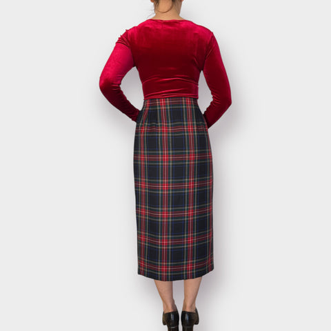 90s Rafaella Plaid Maxi Skirt Size M