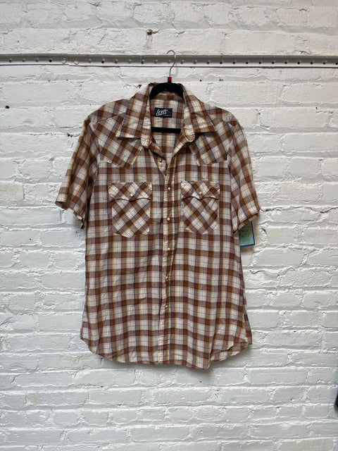 80s Levi’s Plaid Pearl Snap Size L
