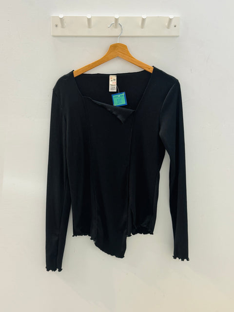 90s 7th Ray Black Asymmetrical Shirt Size M