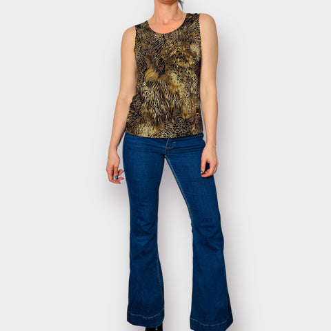 90s Notations Cat Print Textured Tank Size S/M