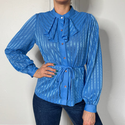 70s Montgomery Ward blue Blouse Size M/L