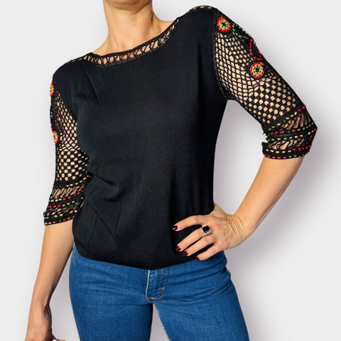 90s Joseph A. Crochet sleeve with Beads Size M