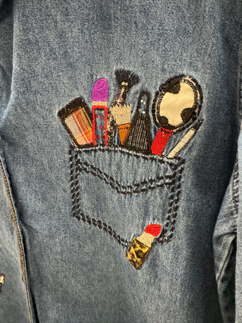 90s Bobbie Brooks “Make up artist”denim shirt Size L