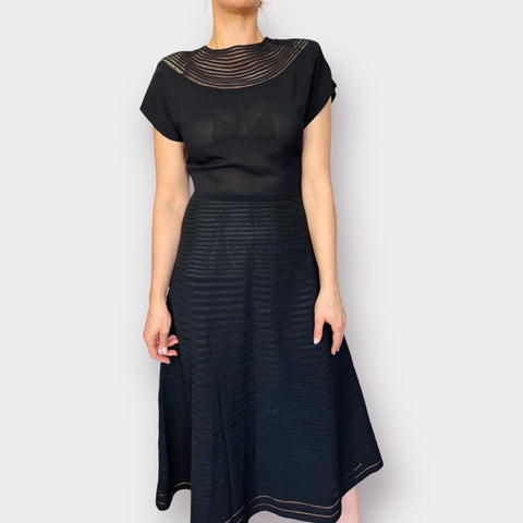60s Montgomery Ward Black Cocktail Dress Size M