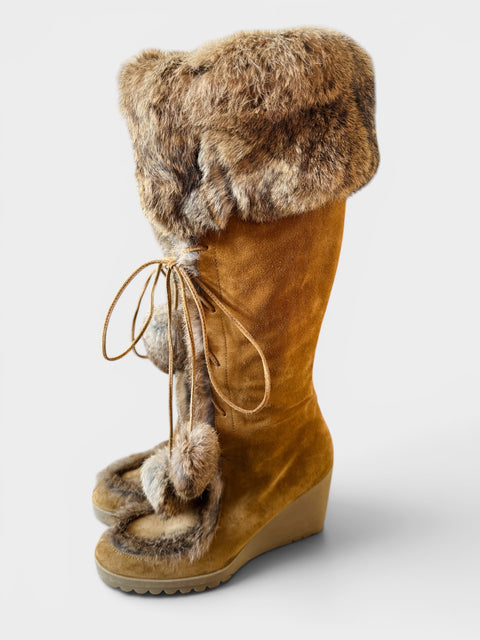 00s COACH Suede and Fur Boots Size 11
