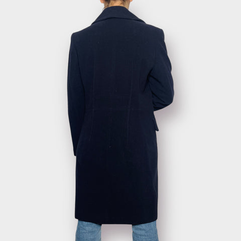 2000s Fleet Street Navy Wool Cashmere Blend Coat