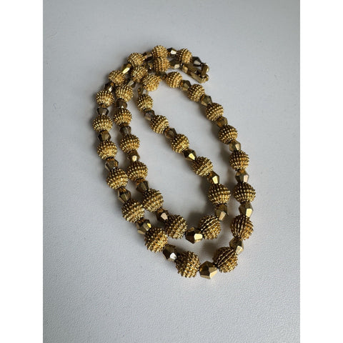 Vintage Trifari Gold Bead Necklace 1930-1955 Crown Stamp