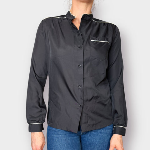90s Alice Stuart Black Shirt with white edges Size M