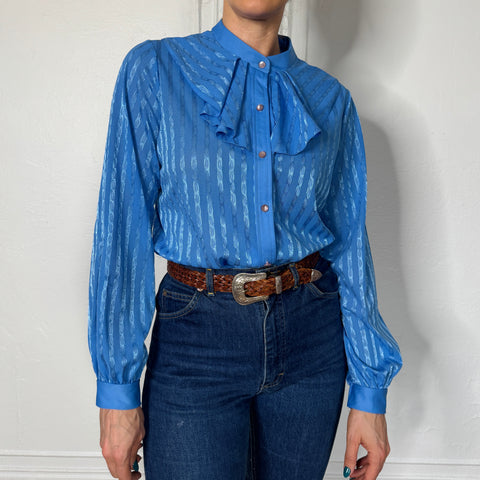 70s Montgomery Ward blue Blouse Size M/L