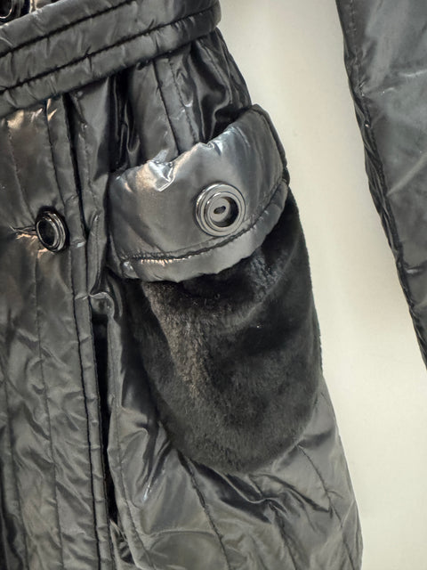 70s Black Puffer Faux Fur Coat Size L