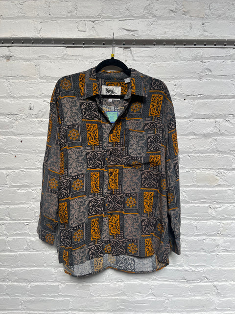 90s Vittorio Gray and Orange Button Front Size L