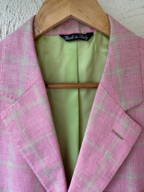 Peter Millar Pink Lime Plaid Blazer Size 44R