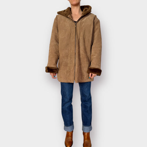 St. John's Bay Suede Faux Fur lined Coat Size L