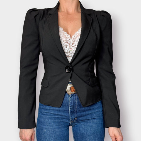 2000s Express Black Blazer with cat print lining Size XS