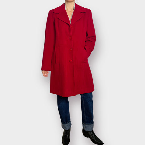 2000s Fleet Street Red Wool Blend Overcoat