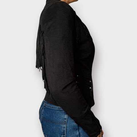 00s JouJou Black Fringe Jacket Size M
