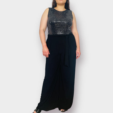 Anne Klein Black and Silver Jumpsuit Size XL