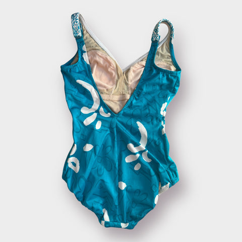 80s Roxanne Teal One Piece Swimsuit Size M