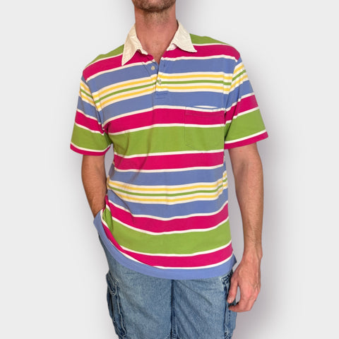 Y2K Lands End Multicolor Striped Polo Size L