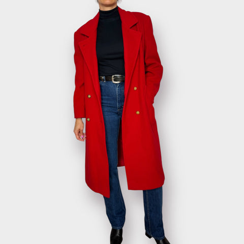 80s Noble Fashions Red Over Coat Size M