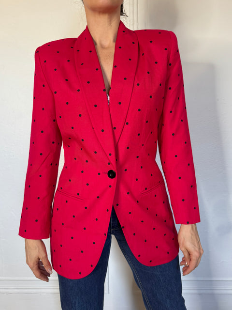 90s Lord & Taylor Pink Polka Dot Blazer size S
