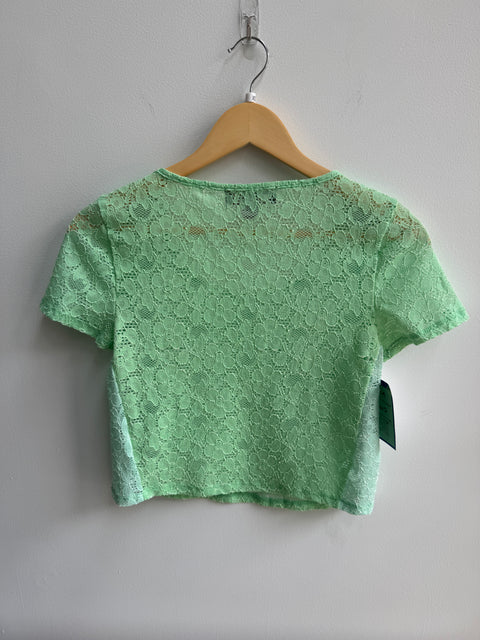 Y2K Tela Green Lace Crop Top Size XS