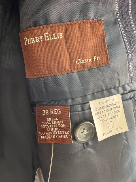 00s Perry Ellis Navy Pinstripe Blazer Size 38